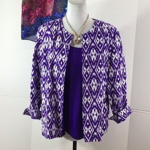 Chico's 2pc set jacket and tank purple Ikat
